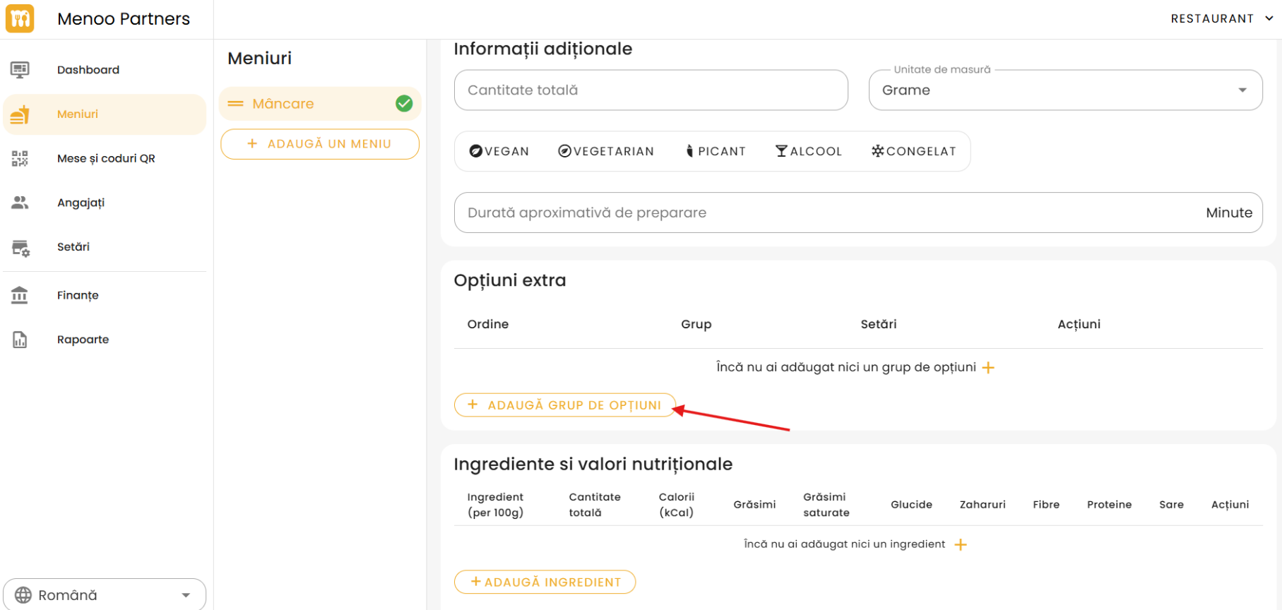 Product details - options